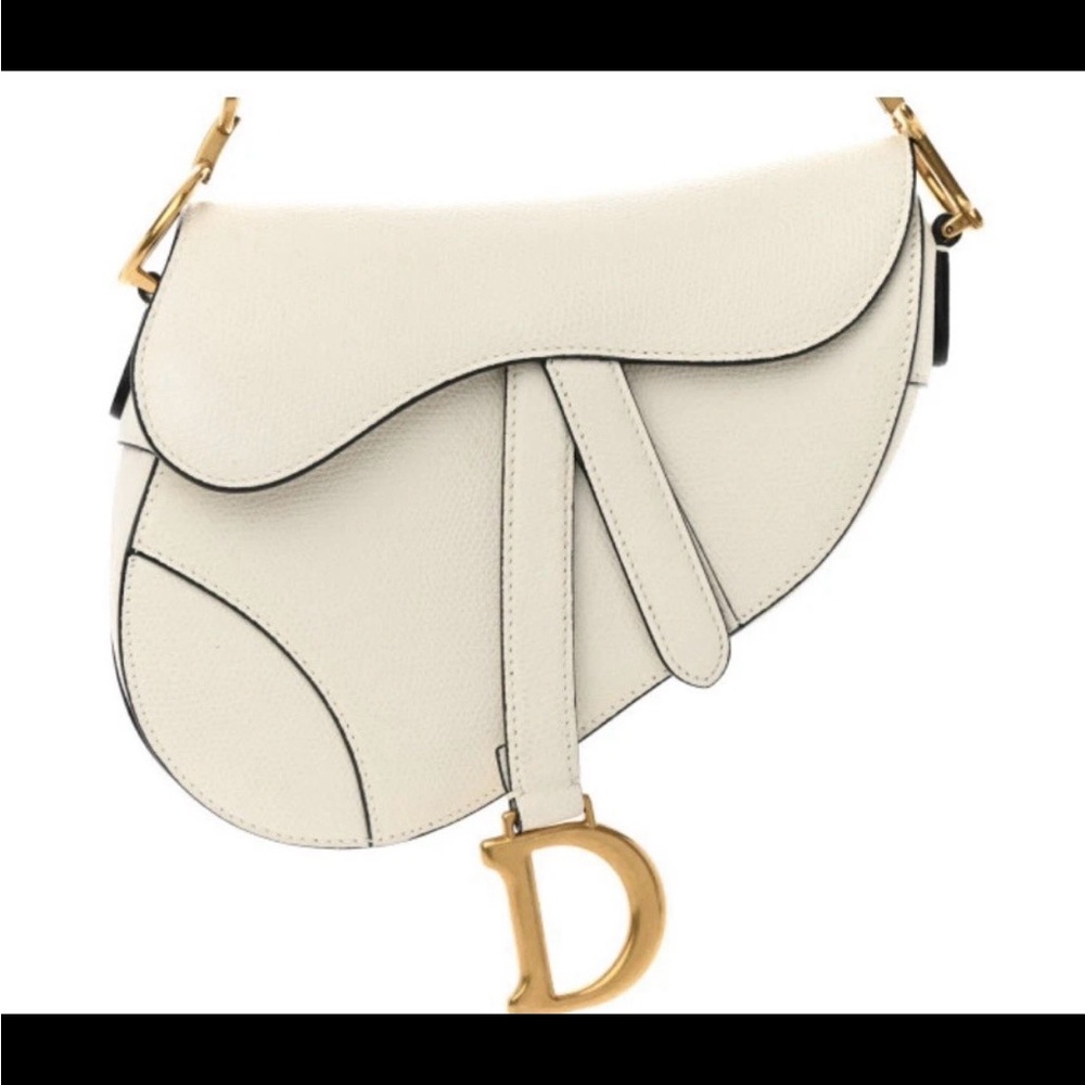 Dior Cream Saddle Bag with Gold Accents